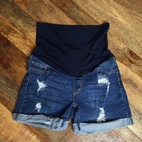 S.O.N.G Maternity Pants - S.O.N.G Maternity Shorts Distressed Medium